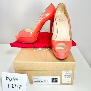 Christian Louboutin Banana 140 Patent Corail 37.5
